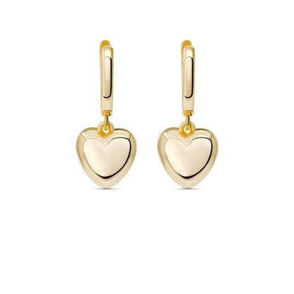 Puffed Heart Drop Earrings - DestGlow