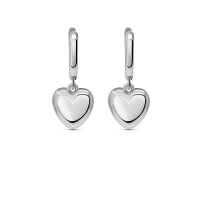 Puffed Heart Drop Earrings - DestGlow