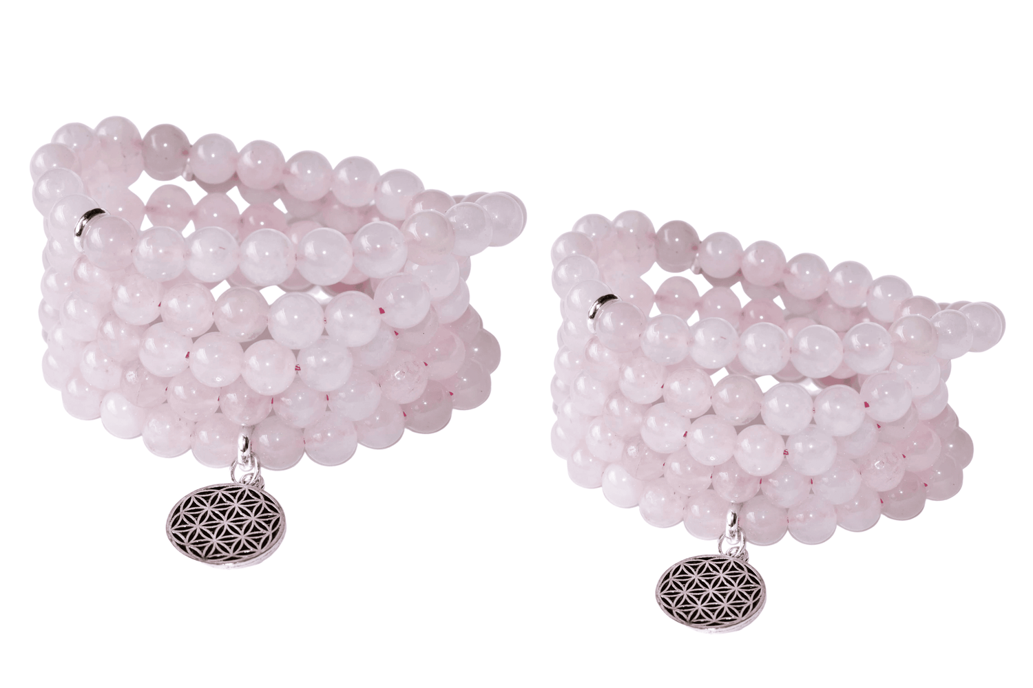 Rose Quartz Beads Mala Bracelet, 108 Prayer Beads Necklace (Love and Inner Peace)  DestGlow