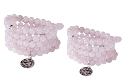 Rose Quartz Beads Mala Bracelet, 108 Prayer Beads Necklace (Love and Inner Peace)  DestGlow