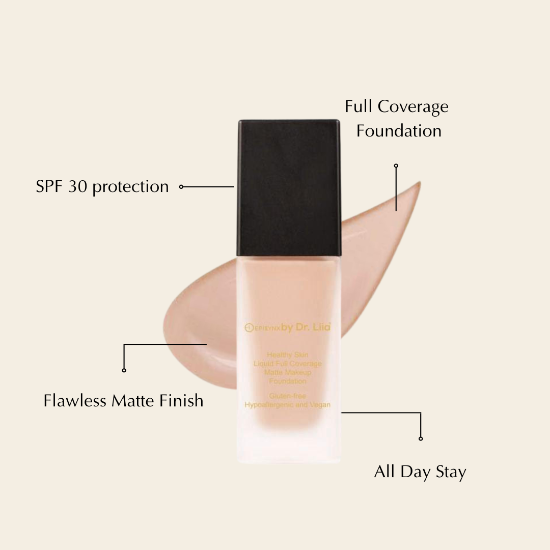 Healthy Skin Full Coverage Matte Foundation with SPF 30 – Vegan, Gluten-Free &amp; Hydrating by EpiLynx