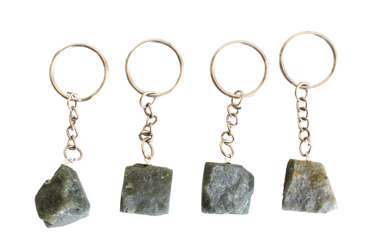Green Jade Key Chain, Gemstone Keychain Crystal Key Ring (wisdom and balance)  DestGlow