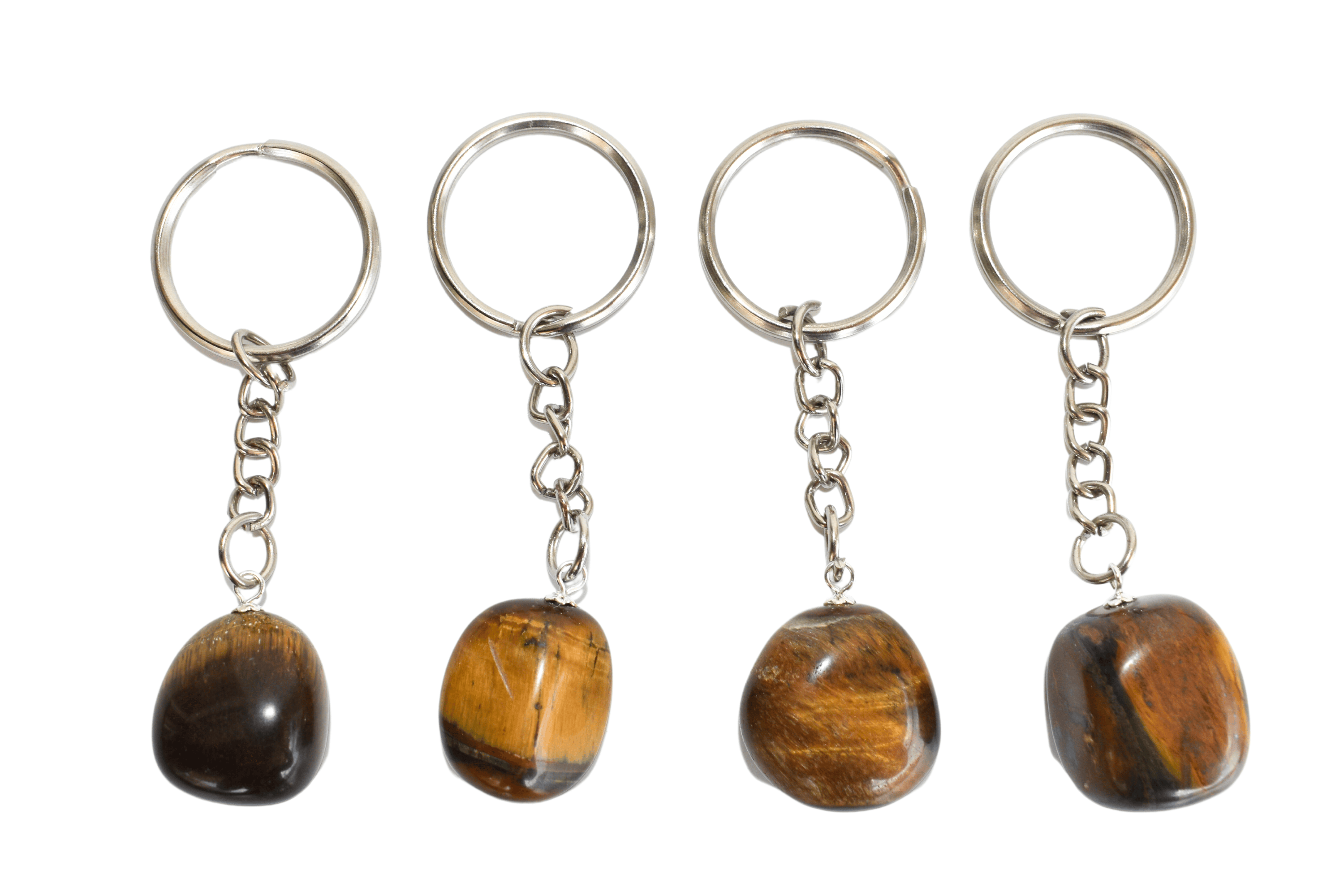 Tiger Eye Key Chain, Gemstone Keychain Crystal Key Ring (Creativity and Intuition).  DestGlow
