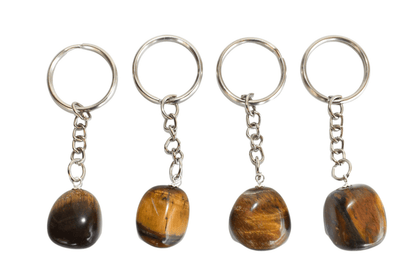 Tiger Eye Key Chain, Gemstone Keychain Crystal Key Ring (Creativity and Intuition).  DestGlow
