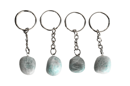 Amazonite Key Chain, Gemstone Keychain Crystal Key Ring (Trust and Breaking Addictions)  DestGlow