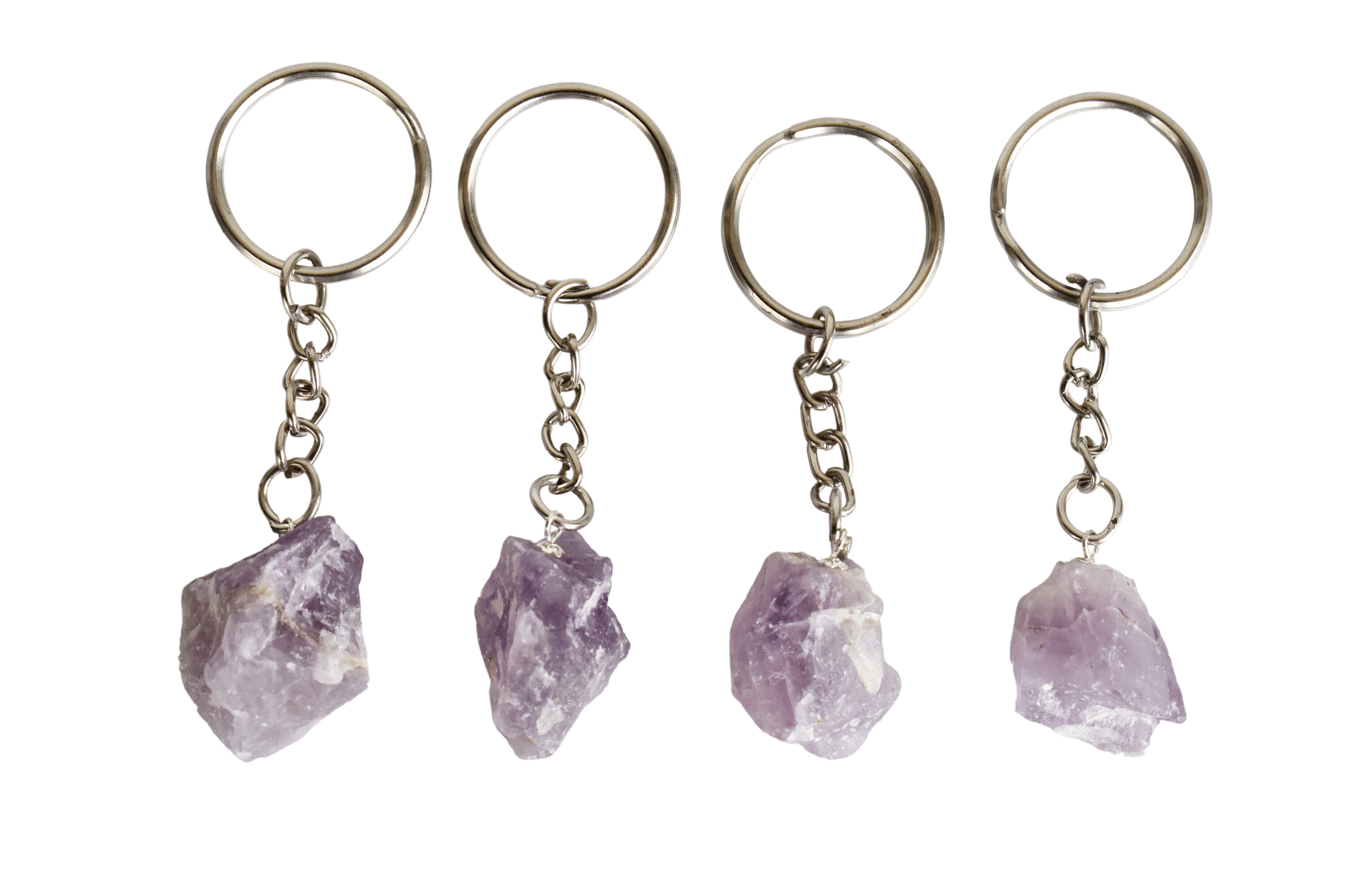 Amethyst Key Chain, Gemstone Keychain Crystal Key Ring (Intuition and Grief)  DestGlow