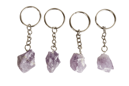 Amethyst Key Chain, Gemstone Keychain Crystal Key Ring (Intuition and Grief)  DestGlow