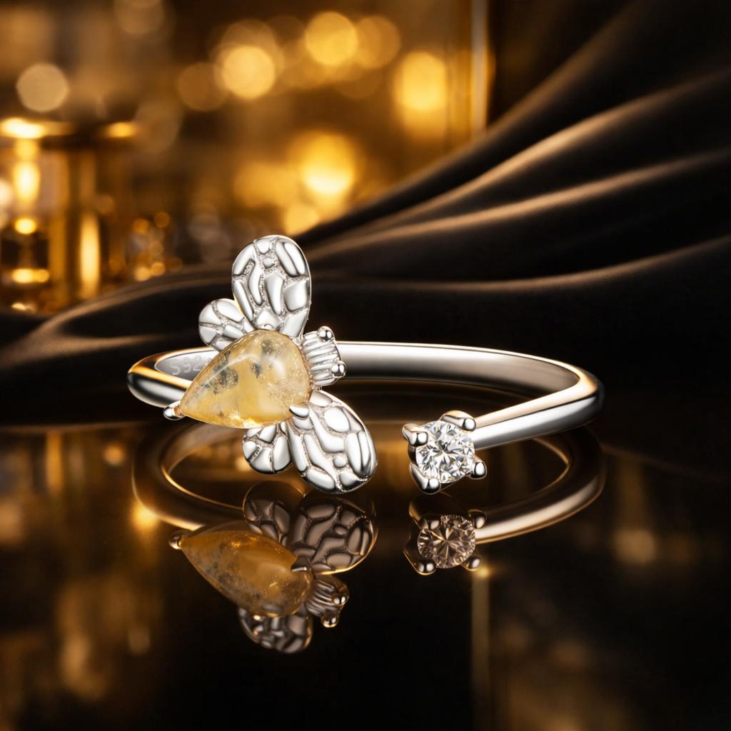 925 Sterling Silver White Gold Plated Jade Ring with CZ for Women  DestGlow