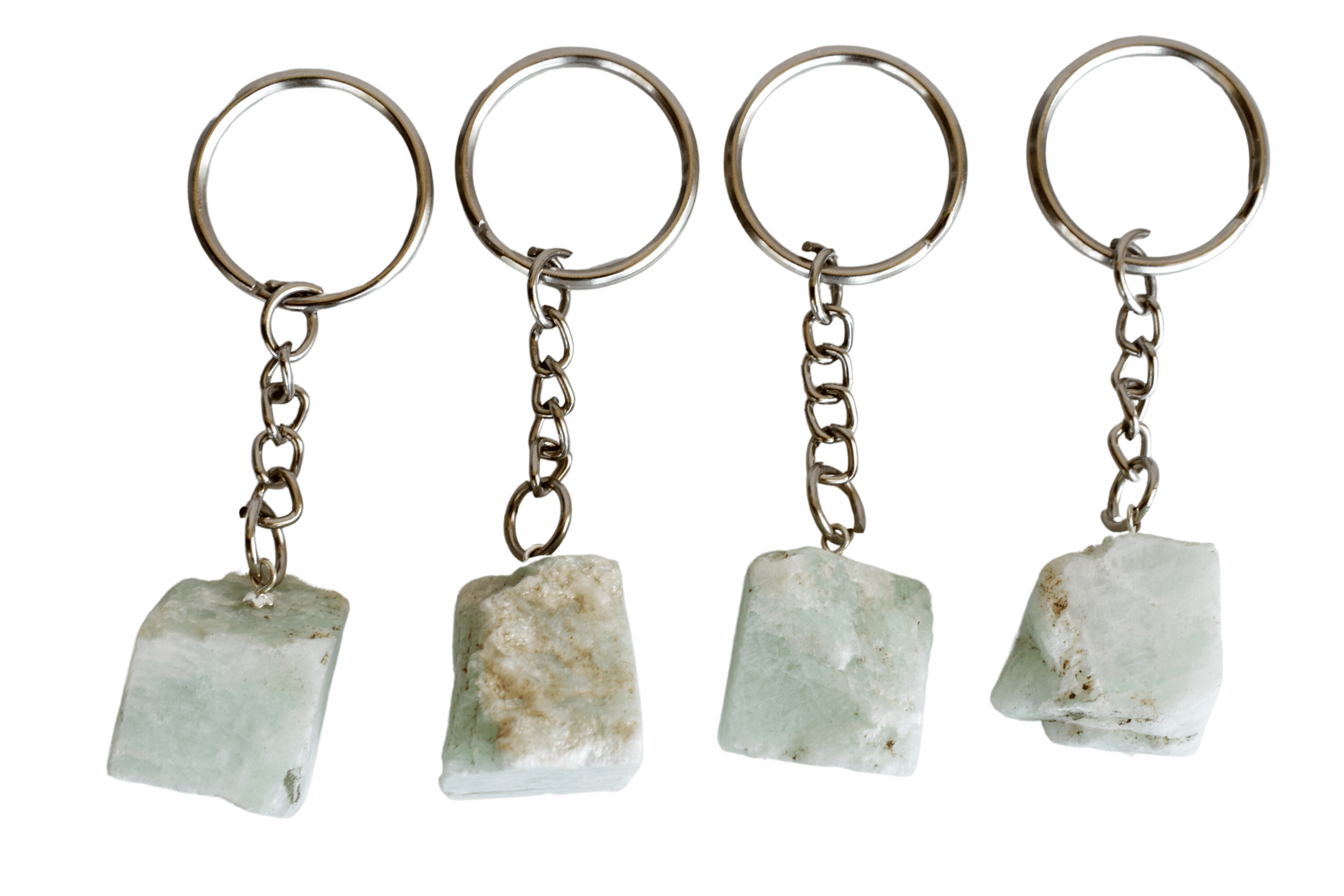 Amazonite Key Chain, Gemstone Keychain Crystal Key Ring (Trust and Breaking Addictions)  DestGlow