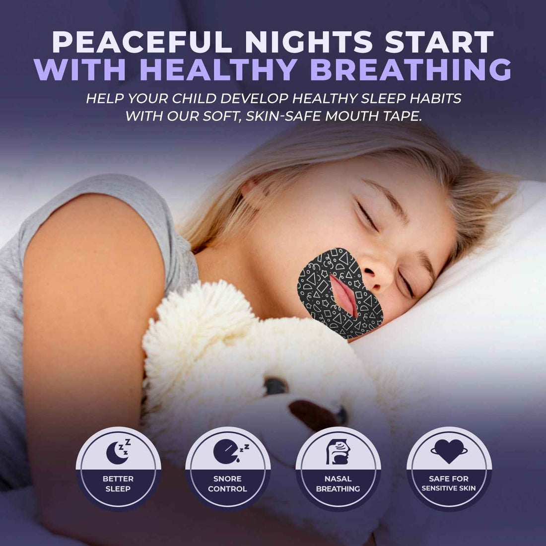 Muzzle® Mouth Tape For Youth (Medium Hold)