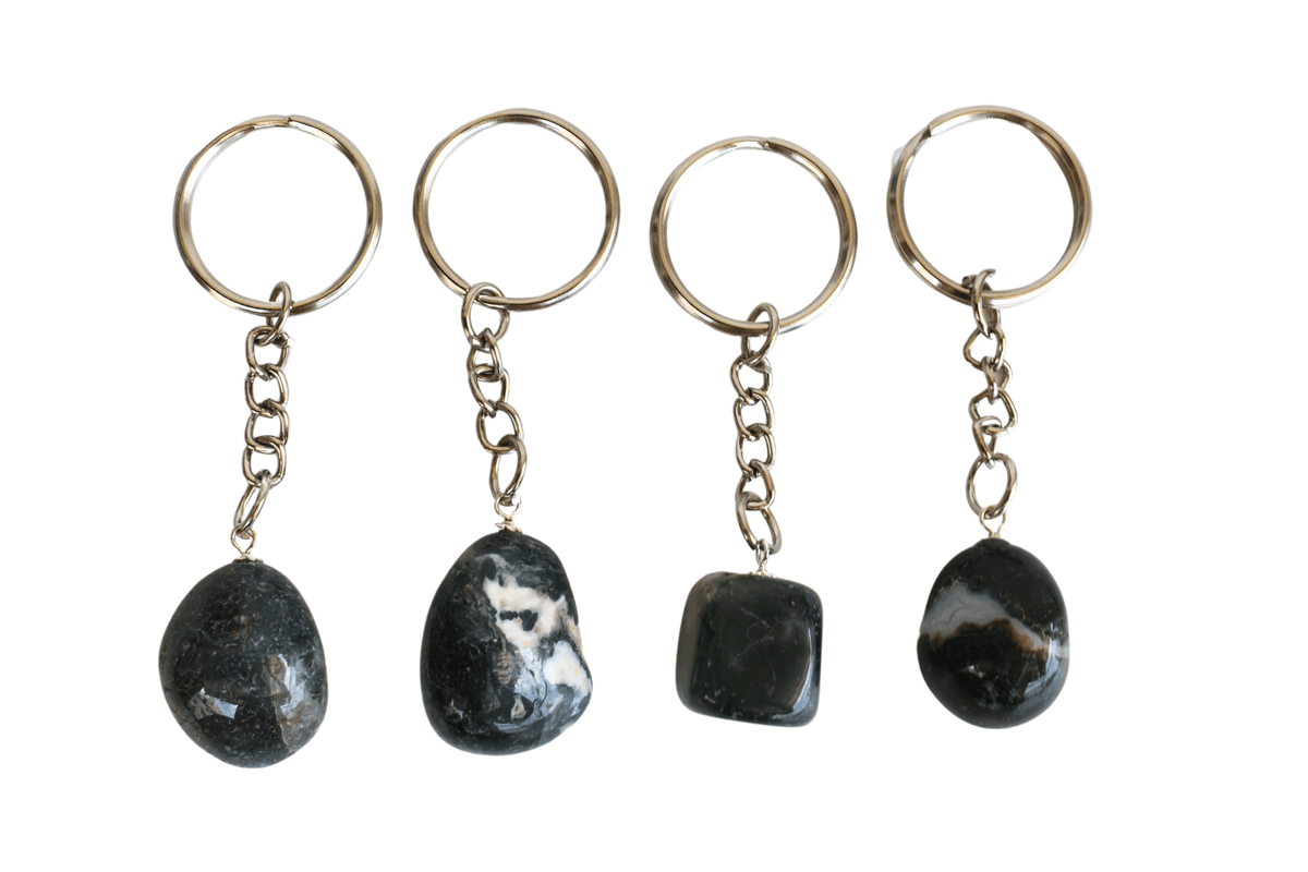 Moss Agate Key Chain, Gemstone Keychain Crystal Key Ring (Trust and Self-Discipline)  DestGlow