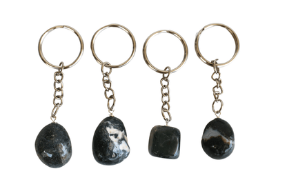 Moss Agate Key Chain, Gemstone Keychain Crystal Key Ring (Trust and Self-Discipline)  DestGlow