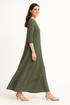 Modest Maxi Dress - Three Quarter Sleeve Soft Cotton Crinkle Fabric Double Layer Design by Kosher Casual USA