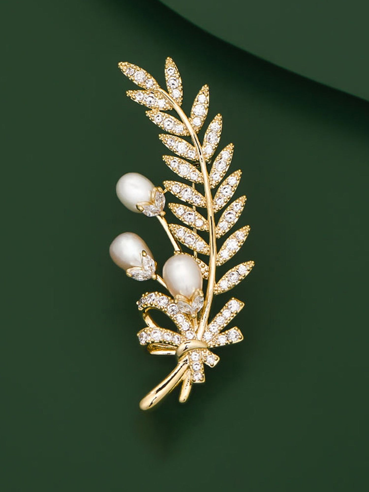 Freshwater Pearl &amp; Alloy Wheat Ear Brooch by LINTICO