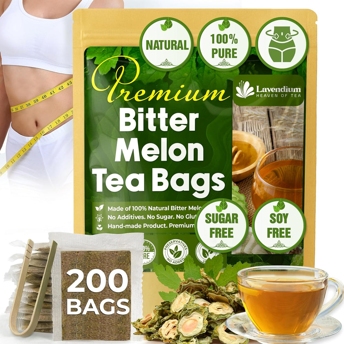 Bitter Melon Tea Bags, 100% Natural, Pure Bitter Melon. Bitter Melon Herbal Tea. Bitter Melon Fruit Tea. No Sugar, No Caffeine, No Gluten, Vegan