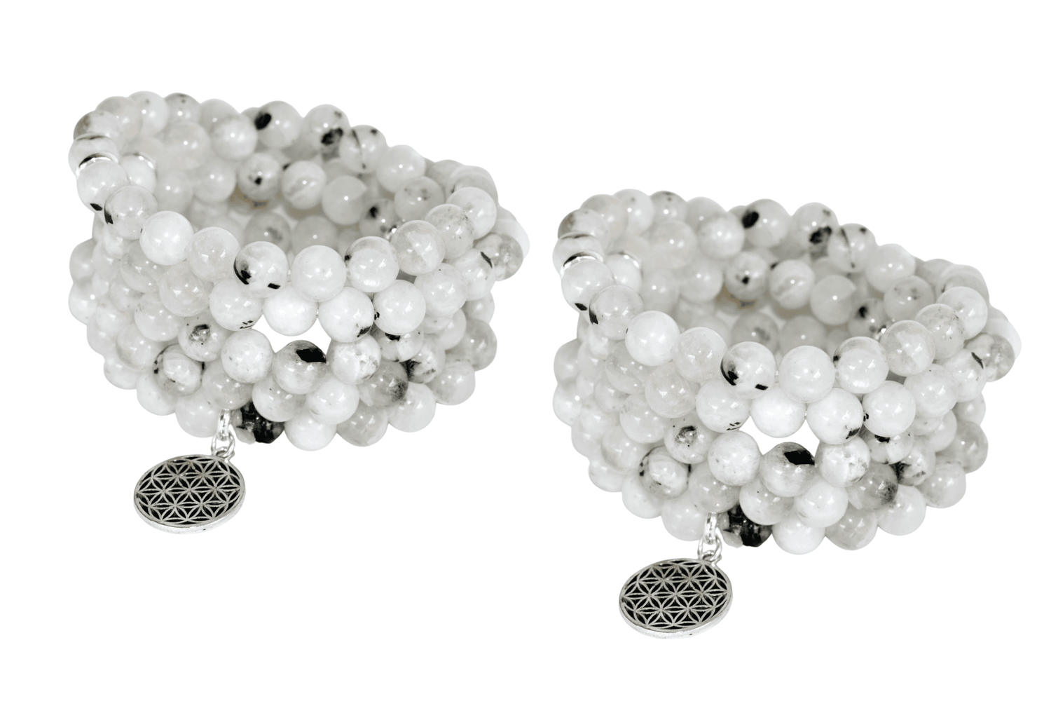Rainbow Moonstone Beads Mala Bracelet, 108 Prayer Beads Necklace (Creativity and Compassion)  DestGlow