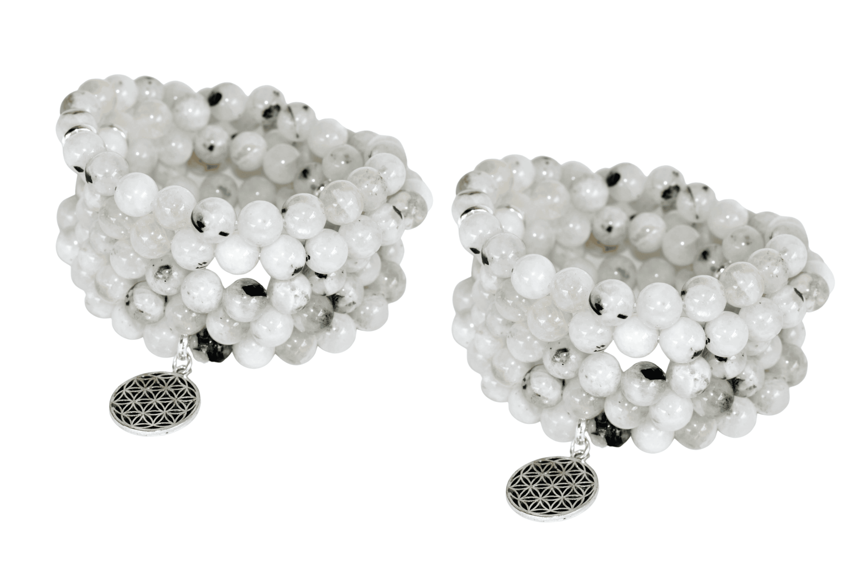 Rainbow Moonstone Beads Mala Bracelet, 108 Prayer Beads Necklace (Creativity and Compassion)  DestGlow