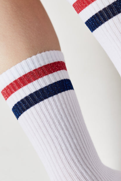 Conte Cotton Long Socks Active 157 - Lurex Stripes - DestGlow
