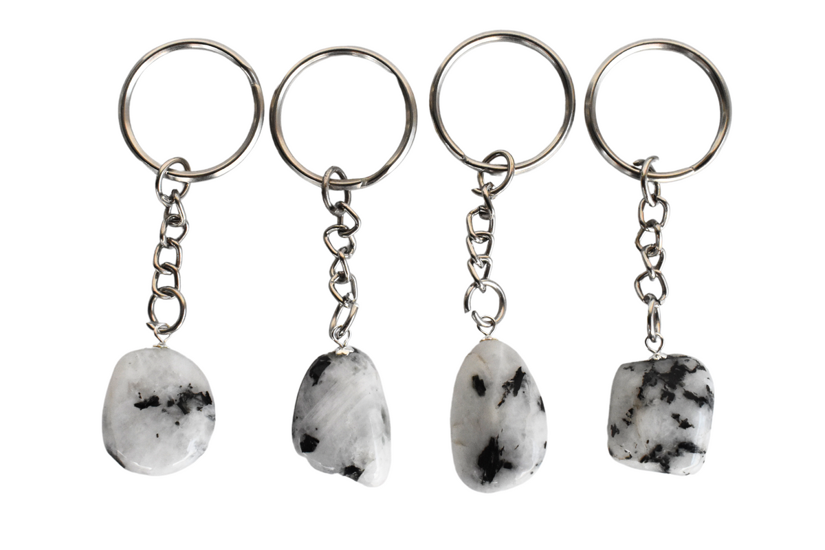 Rainbow Moonstone Key Chain, Gemstone Keychain Crystal Key Ring (Growth and Inspiration )  DestGlow