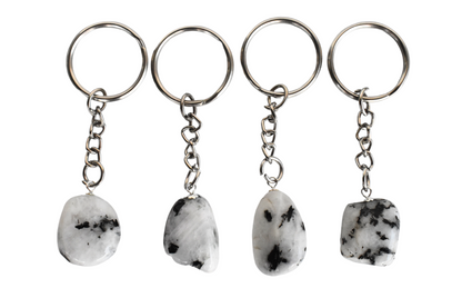 Rainbow Moonstone Key Chain, Gemstone Keychain Crystal Key Ring (Growth and Inspiration )  DestGlow