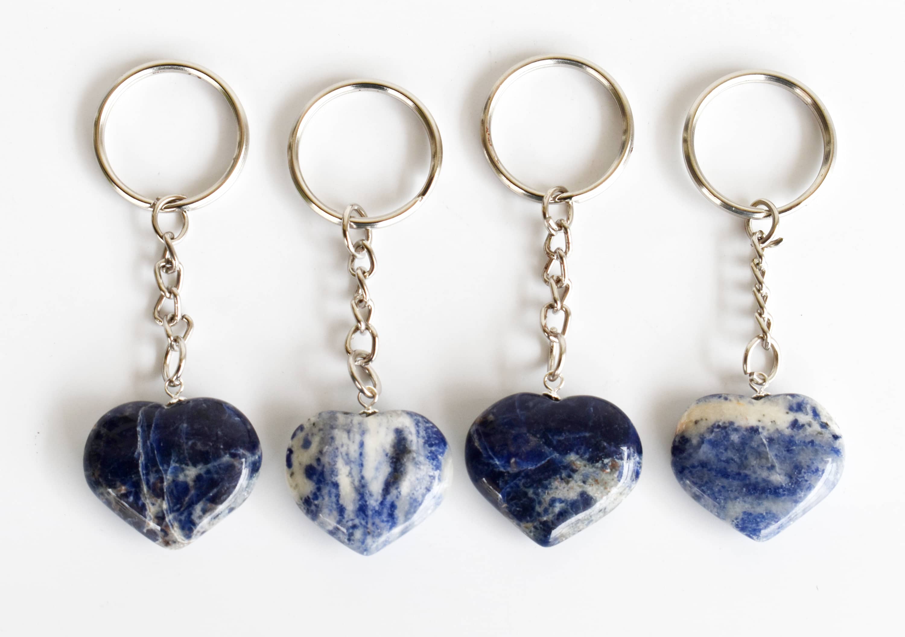 Sodalite Key Chain, Gemstone Keychain Crystal Key Ring (Meditation and Angelic Communication )  DestGlow