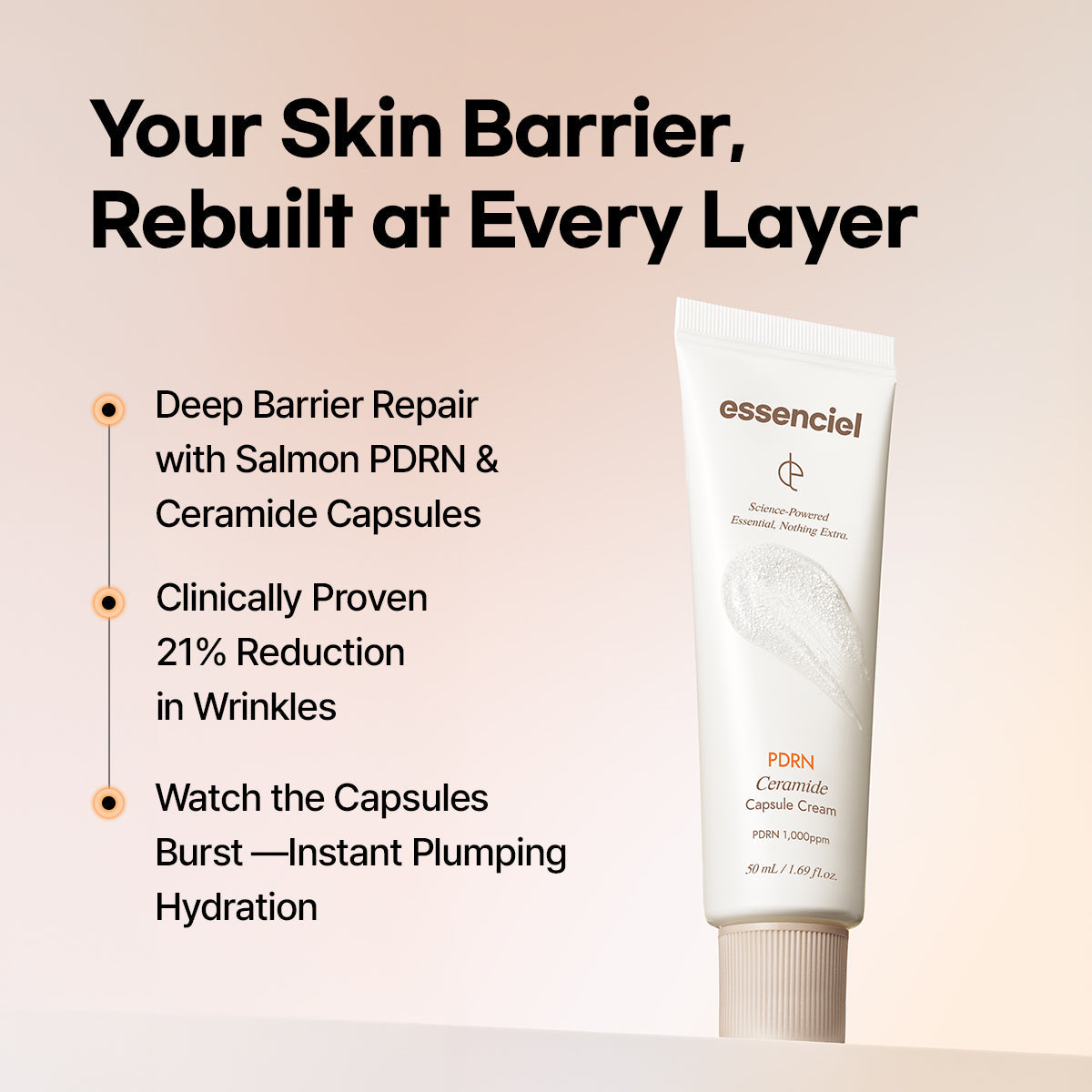 Essenciel PDRN Liposome Brightening Face Serum with Salmon DNA — Hydrating, Plumping &amp; Skin Renewal Serum for Fine Lines, Uneven Texture &amp; Dull Skin | 30ml