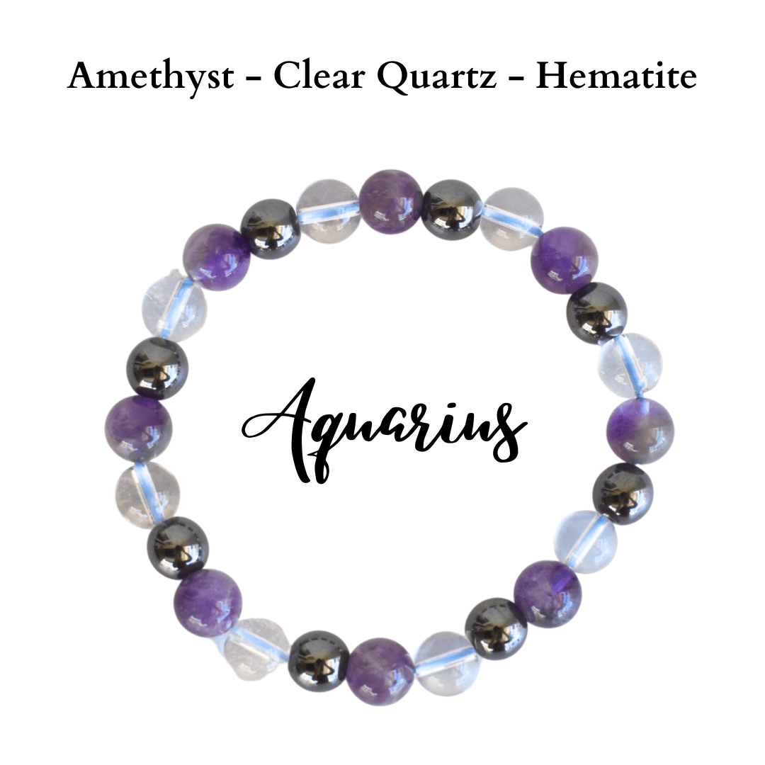 Aquarius Zodiac Crystal Bracelet, Aquarius Gifts  DestGlow
