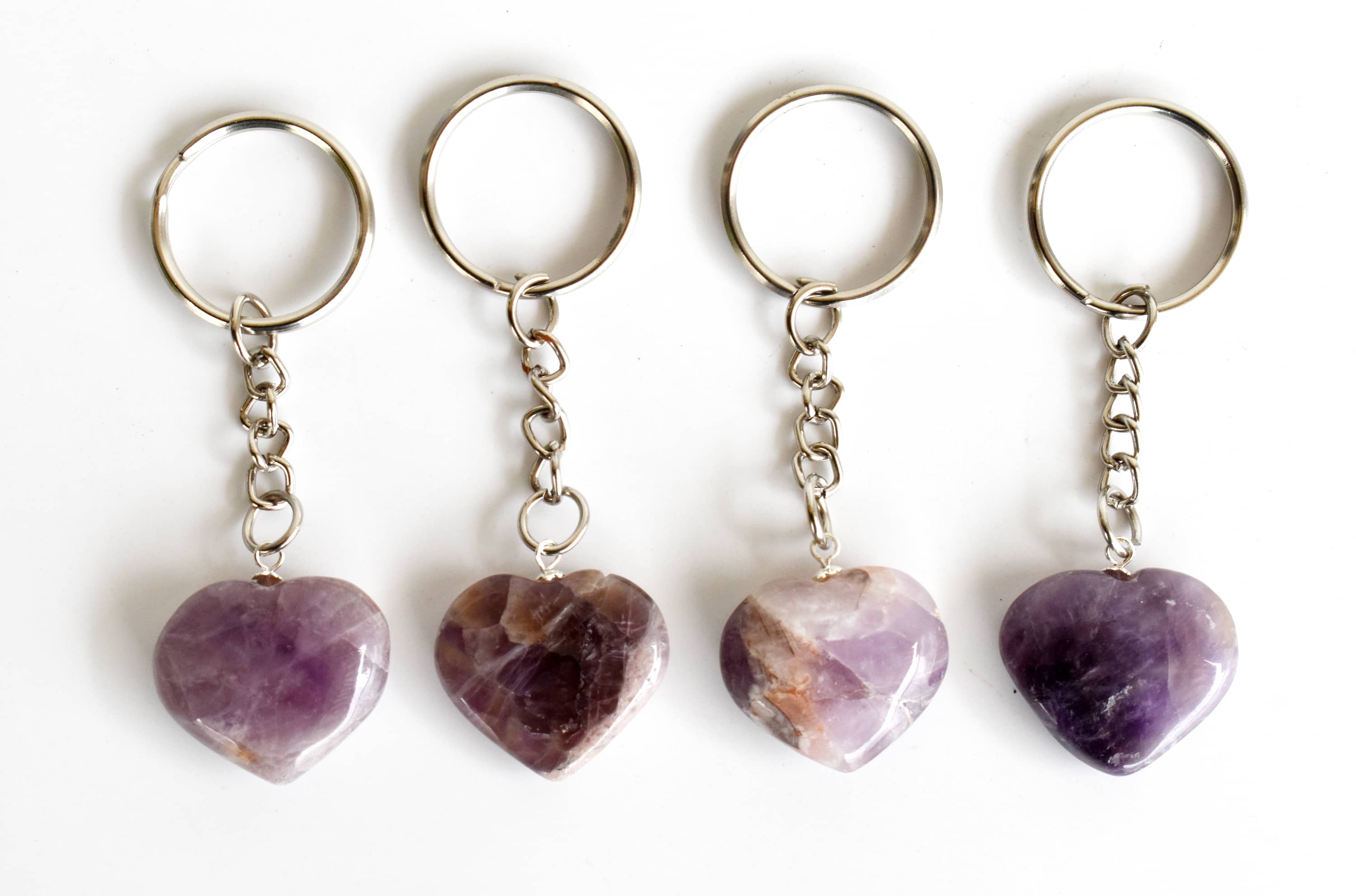 Amethyst Key Chain, Gemstone Keychain Crystal Key Ring (Intuition and Grief)  DestGlow
