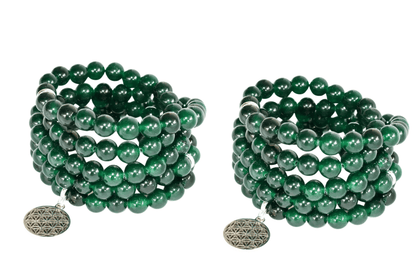 Green Jade Beads Mala Bracelet, 108 Prayer Beads Necklace (self-sufficiency and Friendship)  DestGlow