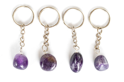 Amethyst Key Chain, Gemstone Keychain Crystal Key Ring (Intuition and Grief)  DestGlow