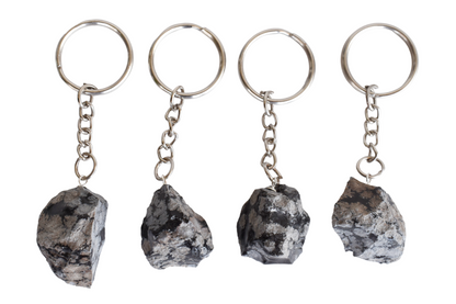 Snowflake Obsidian Key Chain, Gemstone Keychain Crystal Key Ring (Expanded Awareness and Intuition)  DestGlow