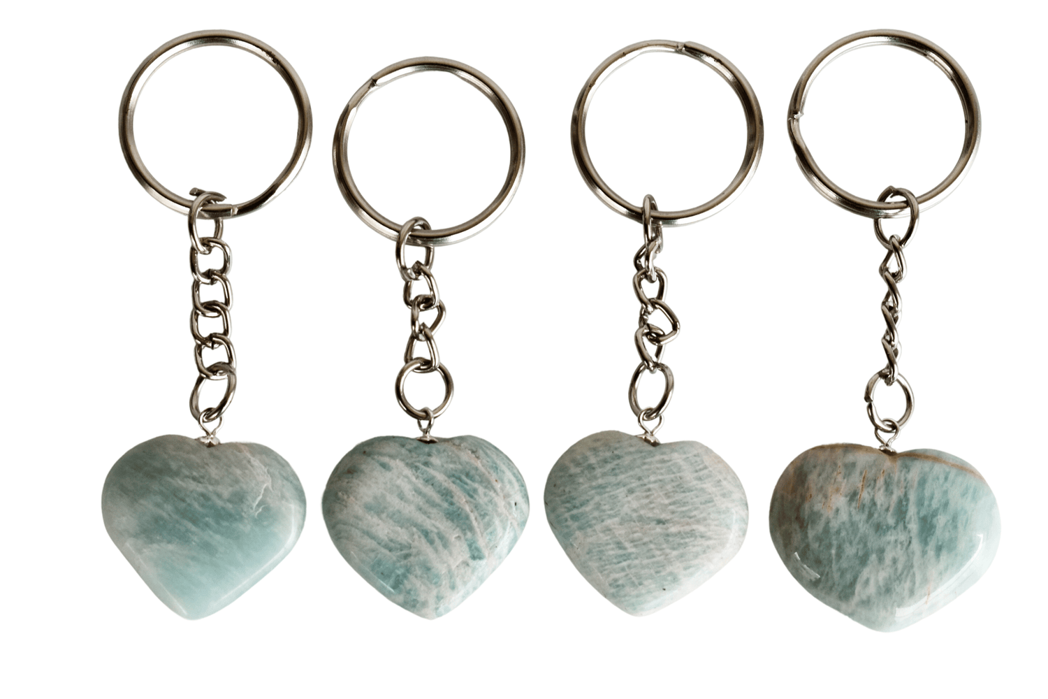 Amazonite Key Chain, Gemstone Keychain Crystal Key Ring (Trust and Breaking Addictions)  DestGlow