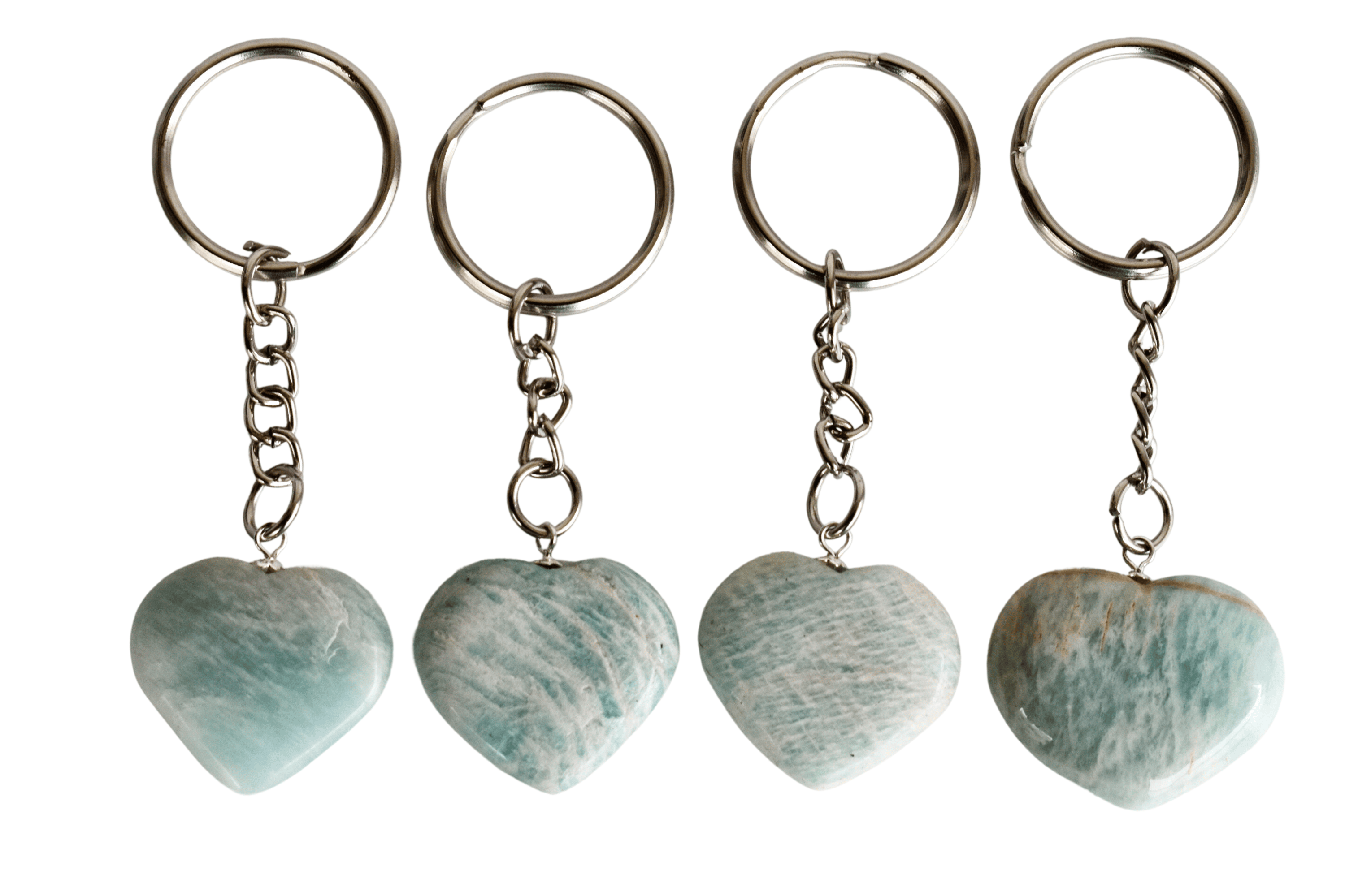 Amazonite Key Chain, Gemstone Keychain Crystal Key Ring (Trust and Breaking Addictions)  DestGlow