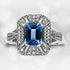 .925 Sterling Silver Diamond Accent and 8X6 mm Emerald-Shape Blue Topaz Ring (I-J Color, I2-I3 Clarity) - Ring Size 7 by Bids.com