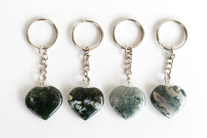 Moss Agate Key Chain, Gemstone Keychain Crystal Key Ring (Trust and Self-Discipline)  DestGlow