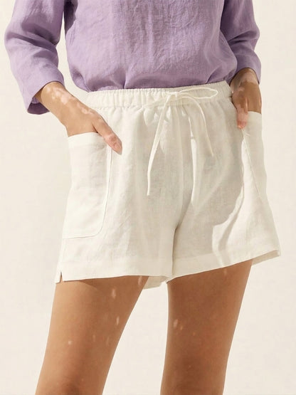 100% Linen Utility Side Pocket Short WYNNIE by LINTICO