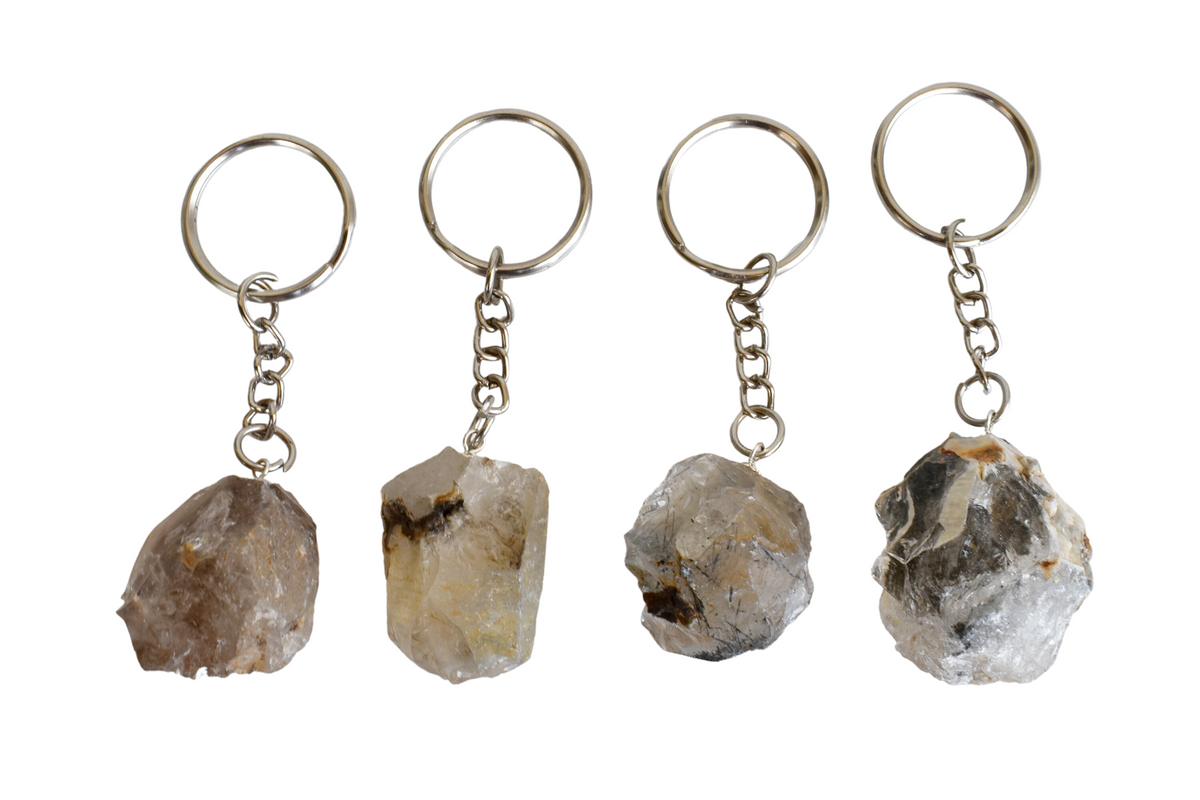 Smokey Quartz Key Chain, Gemstone Keychain Crystal Key Ring (Purification and Grounding)  DestGlow