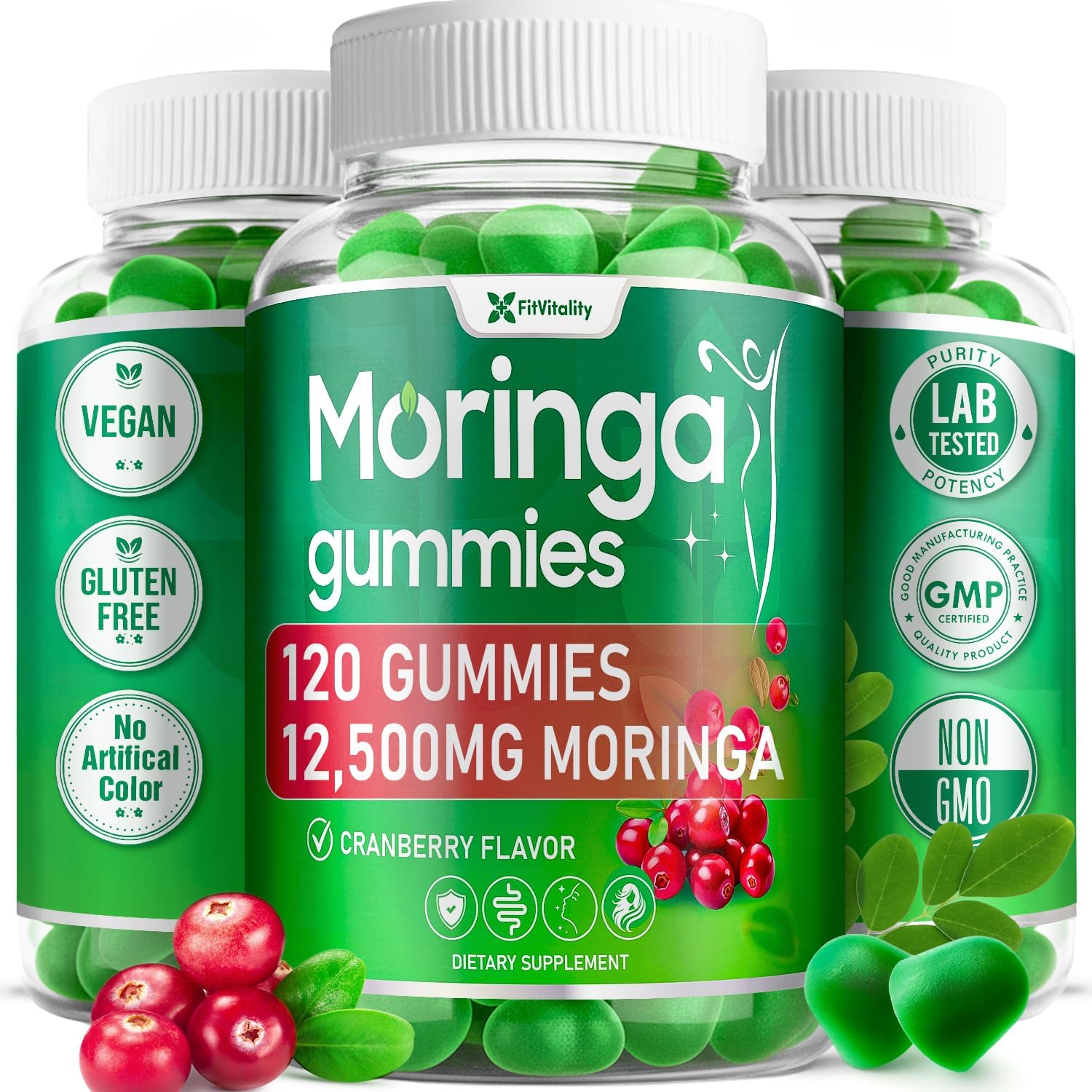 Moringa Gummies with Ginger, Turmeric &amp; Probiotics | Vegan, Sugar-Free Chewables| Plant-Based Pectin Formula with Vitamin C by FreshDrinkUS - Natural and Premium Herbal Tea