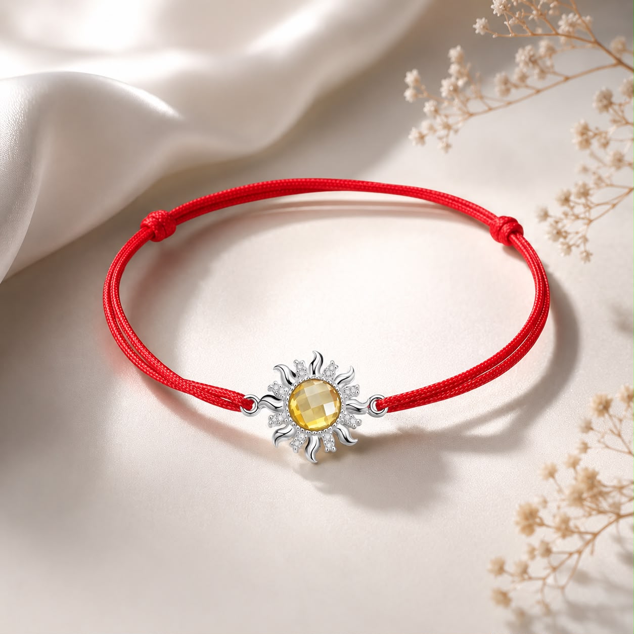 925 Sterling Silver Adjustable Length Bracelet with CZ and Glass Pendant for Women  DestGlow