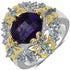 3.91 Carat Genuine Amethyst, Blue Topaz & White Diamond .925 Sterling Silver Ring by Bids.com