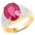 14K Yellow Gold Plated 5.49 Carat Glass Filled Ruby and White Topaz .925 Sterling Silver Ring by Bids.com
