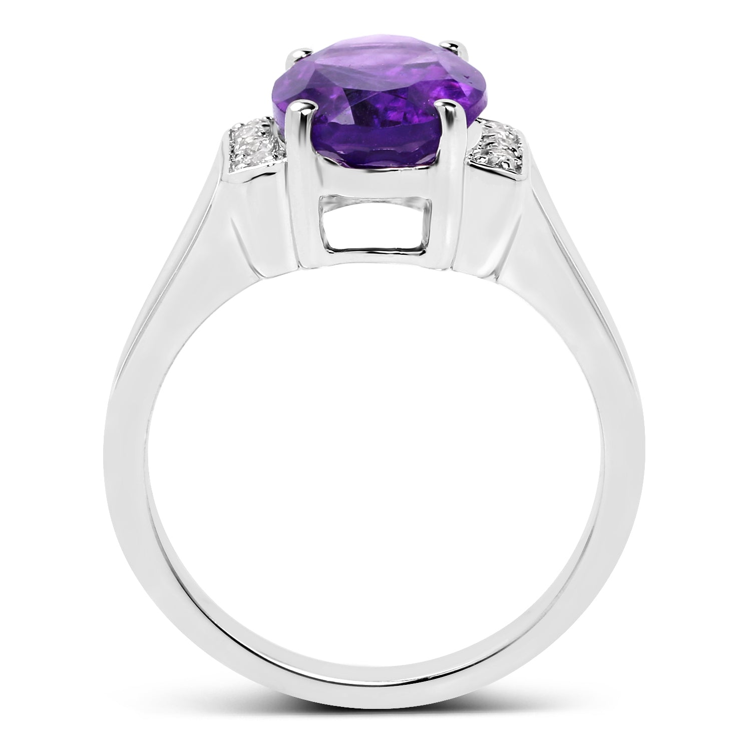 3.12 Carat Genuine Amethyst and White Topaz .925 Sterling Silver Ring by Bids.com