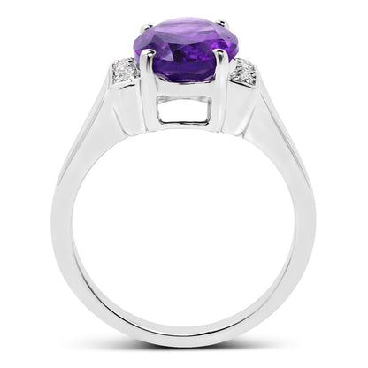 3.12 Carat Genuine Amethyst and White Topaz .925 Sterling Silver Ring by Bids.com