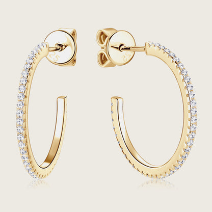 Inlaid Sparkala™ Pure Sterling Silver C-Hoop Earrings - DestGlow