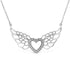 .925 Sterling Silver Pave-Set Diamond Accent Fairy Wing 18" Heart Pendant Necklace (I-J Color, I1-I2 Clarity) by Bids.com