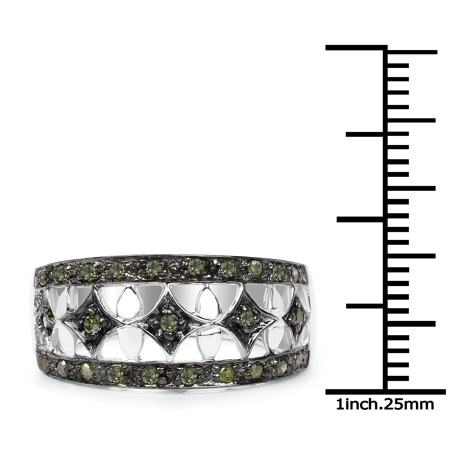 0.32 Carat Genuine Green Diamond .925 Sterling Silver Ring by Bids.com