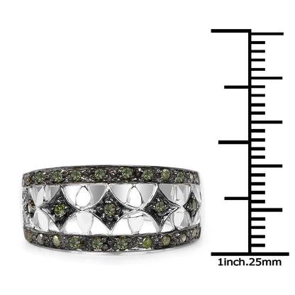 0.32 Carat Genuine Green Diamond .925 Sterling Silver Ring by Bids.com