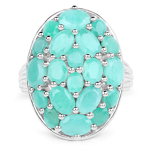 5.48 Carat Genuine Emerald .925 Sterling Silver Ring by Bids.com