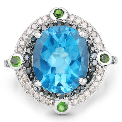 5.84 Carat Genuine Multi Stones .925 Sterling Silver Ring by Bids.com