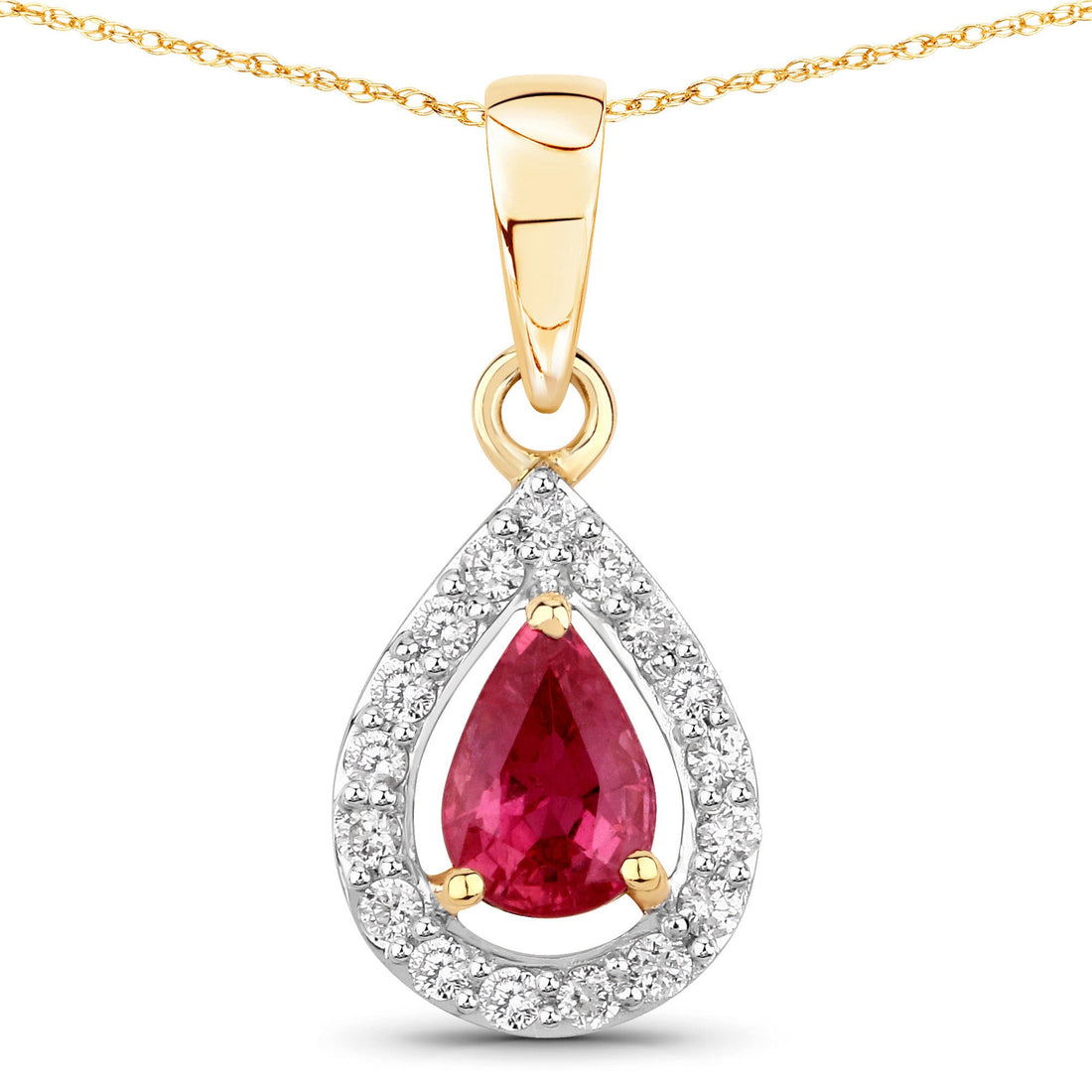 1.03 Carat Genuine Ruby and White Diamond 14K Yellow Gold Pendant by Bids.com
